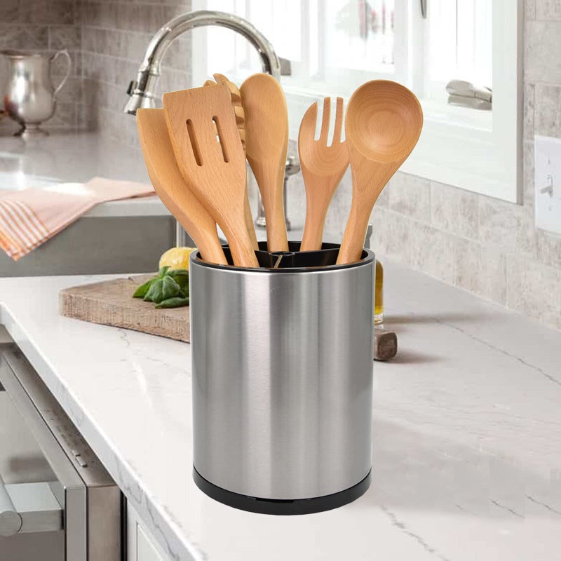 WSKC Stainless Steel Rotating Utensil Holder, 6.2L X 6.2W X 8H - Image 3